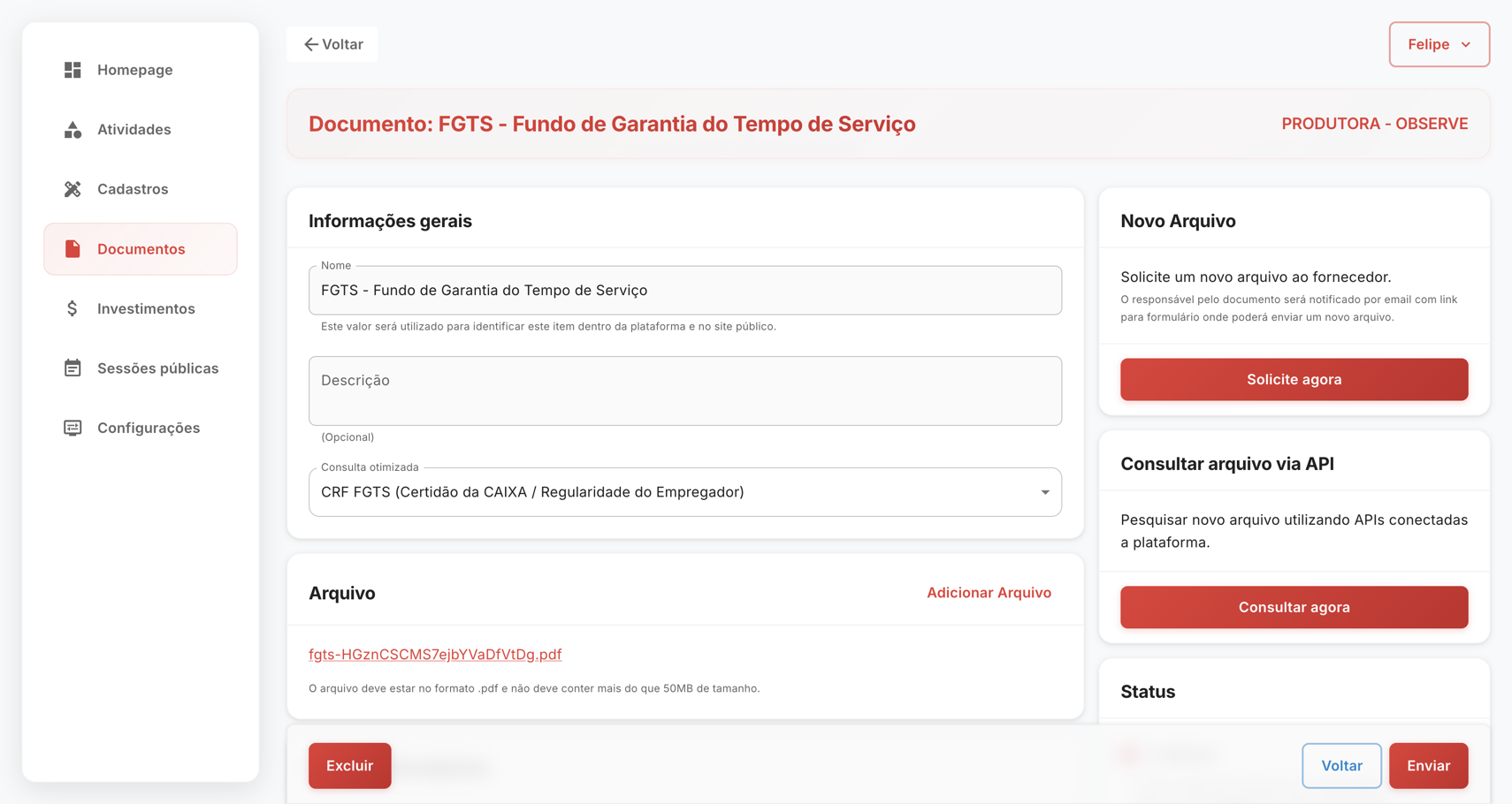 Consulta automática de certidão